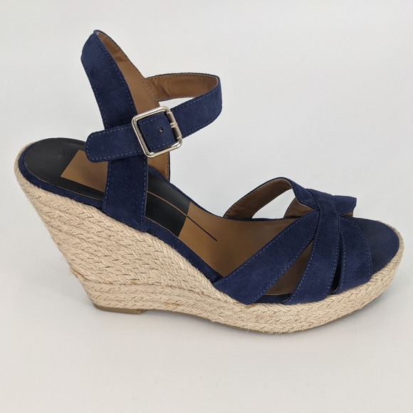 Dolce Vita Blue Suede Espadrille Wedge Sandals - Picture 2 of 9